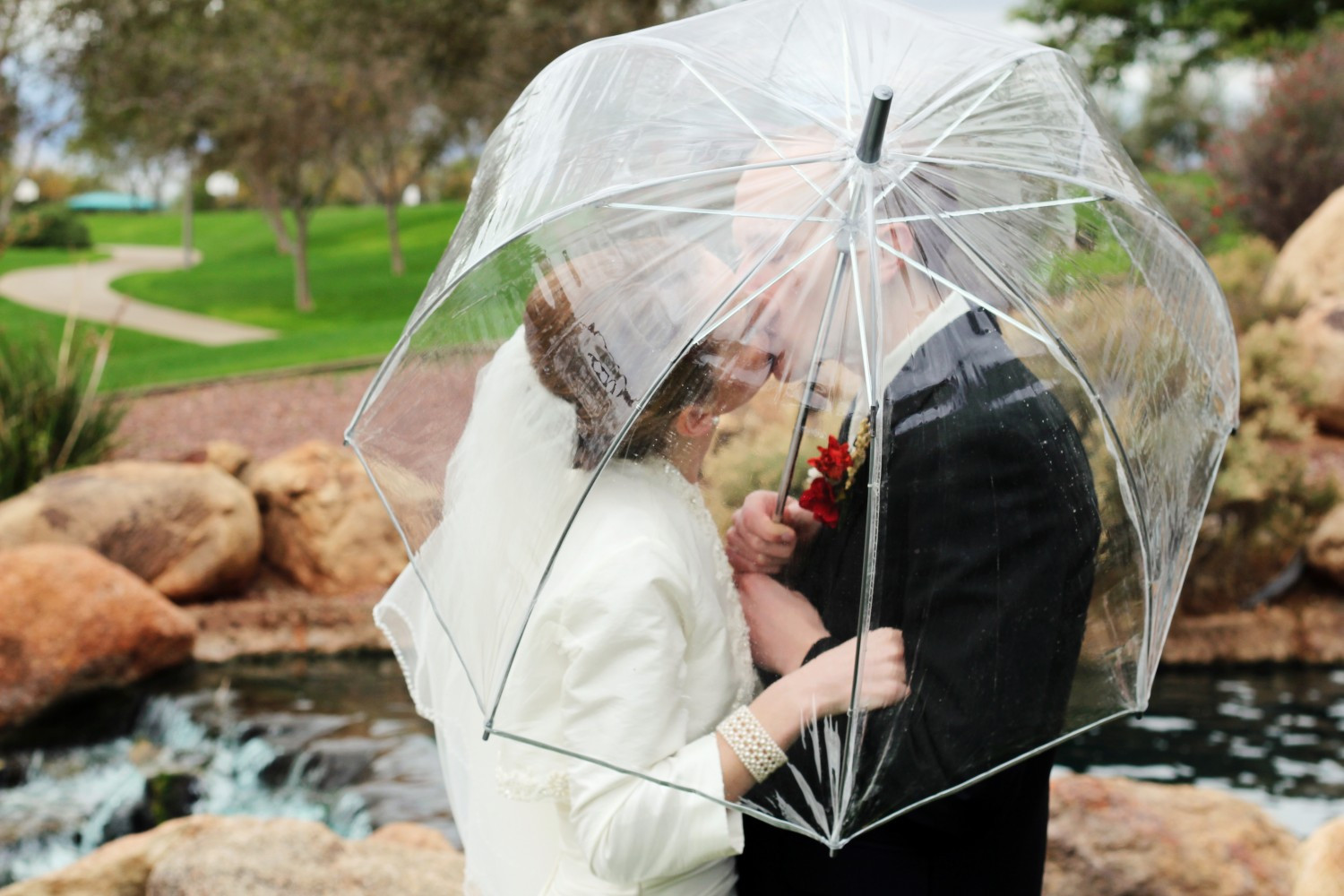 Прозрачный зонт на свадьбу